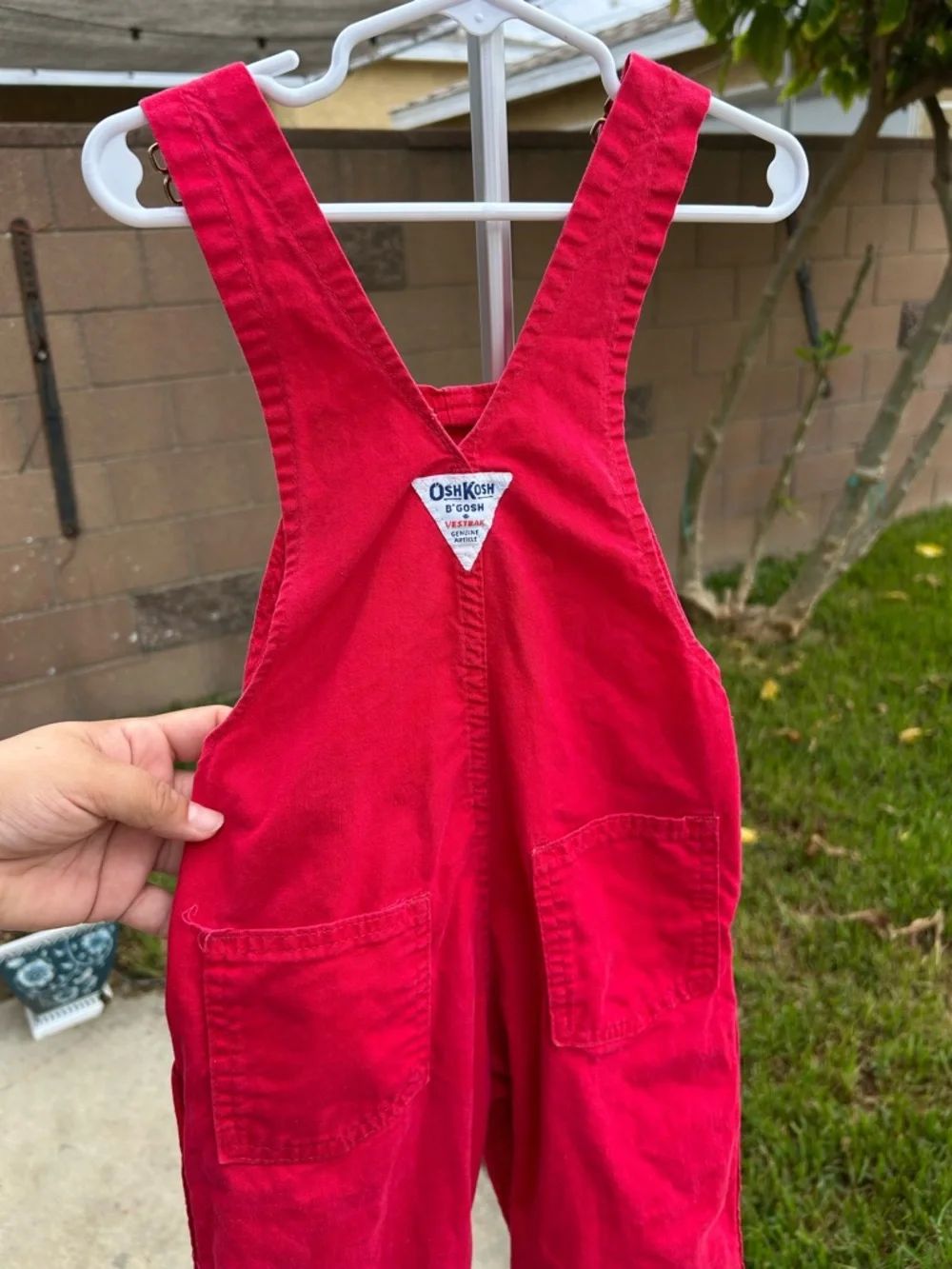 Vintage OshKosh B'gosh Bright Red Canvas  Kids Overalls